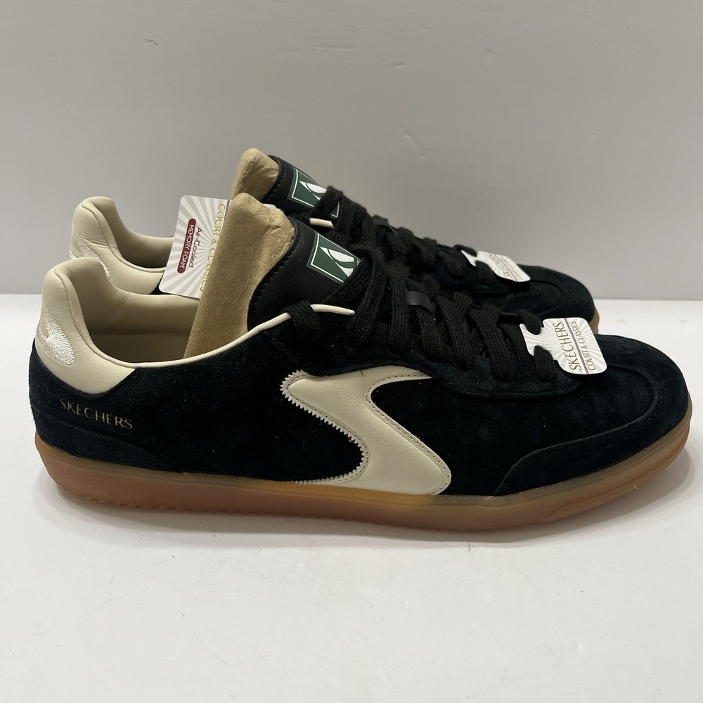 Skechers Court & Classic Men Hotshot Azir Sneaker Black Suede Gum Rubber Sole 11